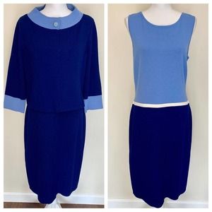 St John Blue Santana Knit Dress Set, Sz 10, EUC